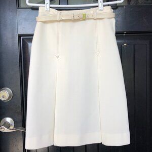 Vintage, Personal by Leslie Fay ivory skirt with topstitching and belt